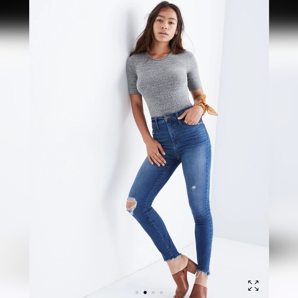 🍂🍁Madewell Curvy High-Rise Skinny Jeans: Drop Step-Hem Edition 35p - Picture 1 of 7